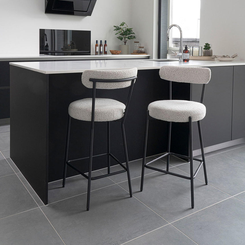 2 x Badalona White Boucle Fabric Barstool with Back-6