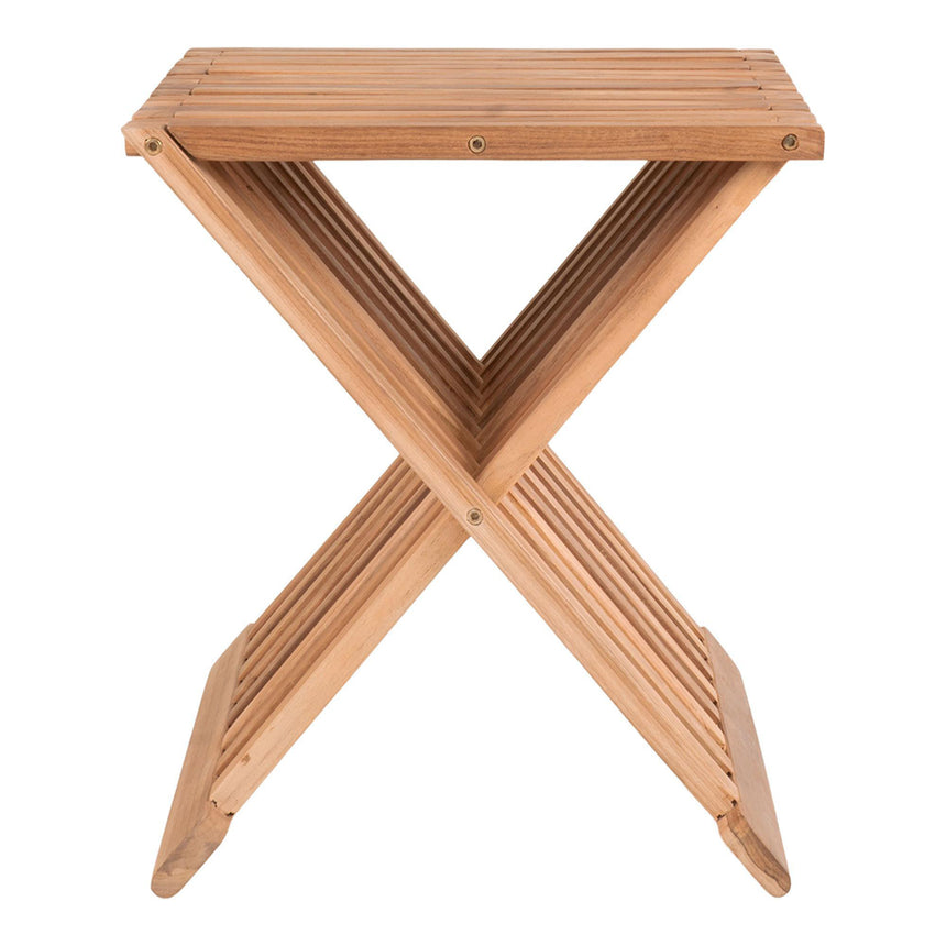 2 x Erto Natural Teak Wood Slatted Stool-2