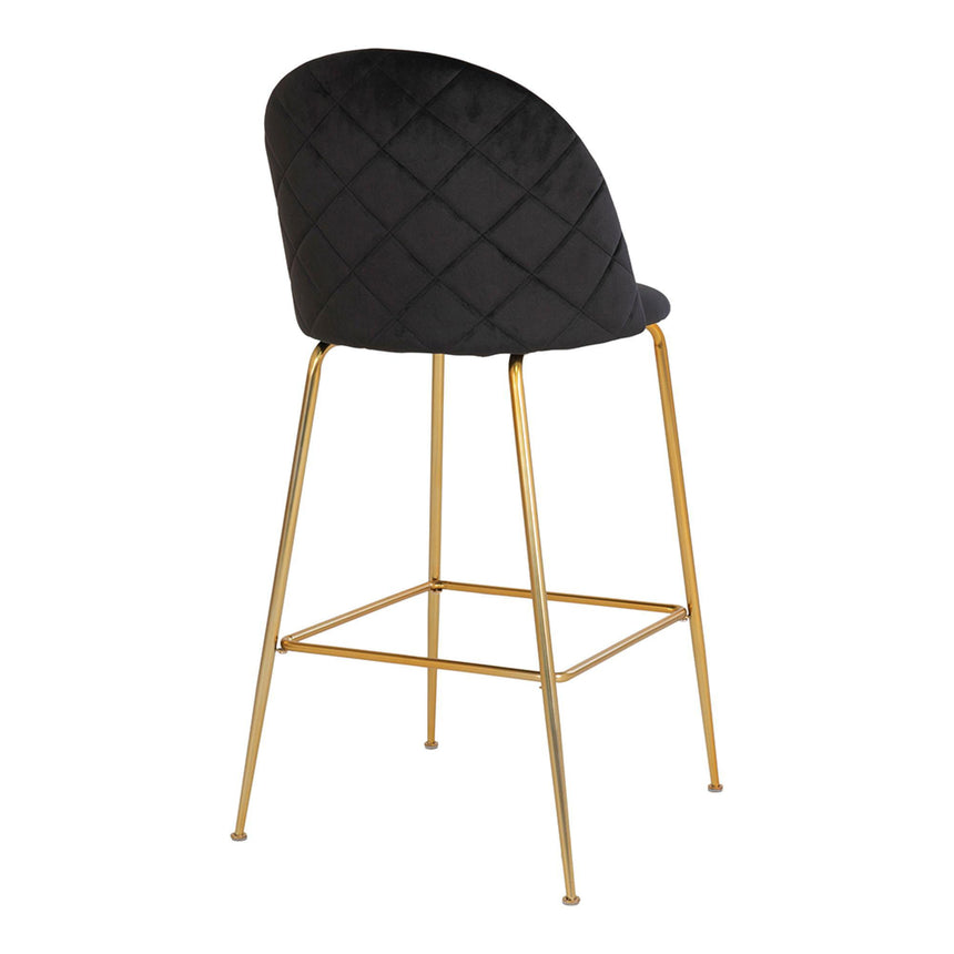 2 x Lausanne Black Velvet Fabric Barstool with Gold Legs-4