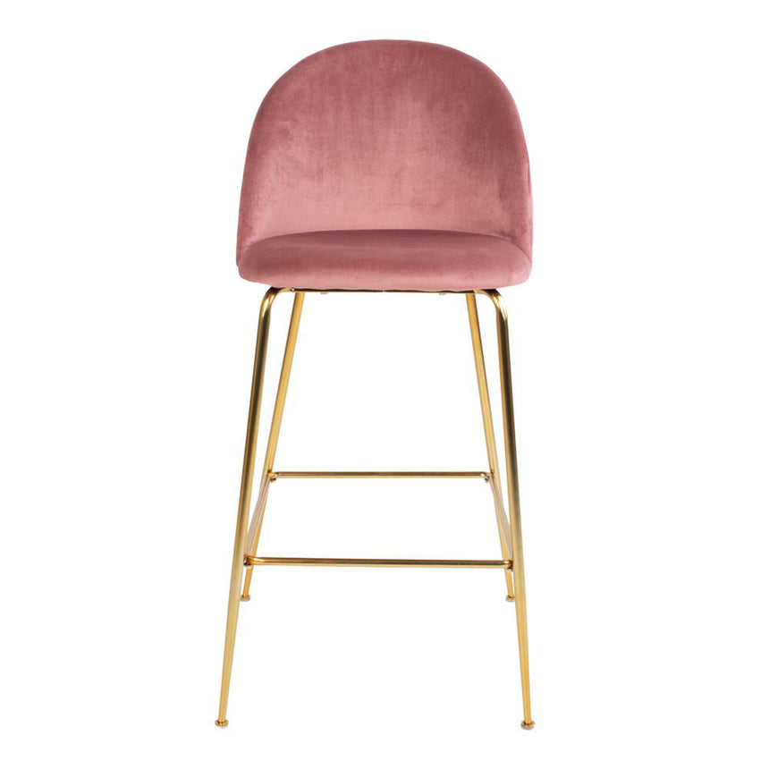 2 x Lausanne Pink Velvet Fabric Barstool with Gold Legs-2
