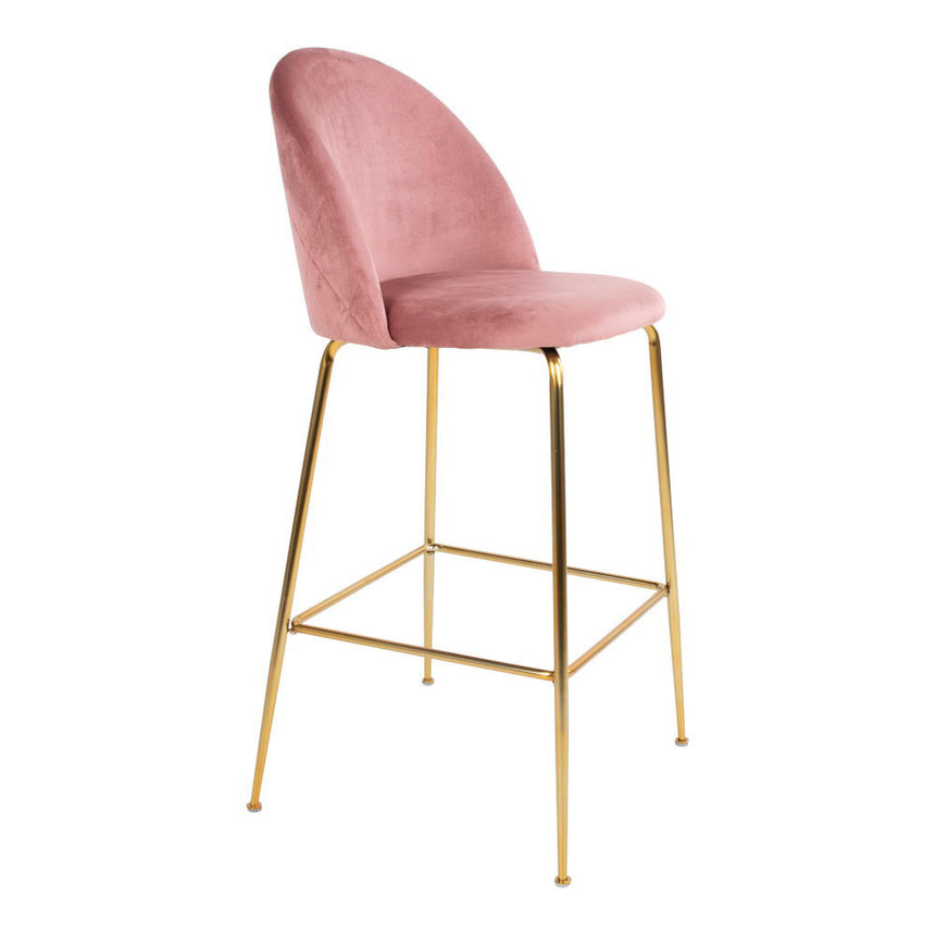 2 x Lausanne Pink Velvet Fabric Barstool with Gold Legs-3