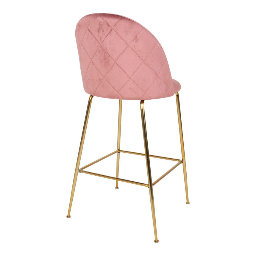 2 x Lausanne Pink Velvet Fabric Barstool with Gold Legs-4