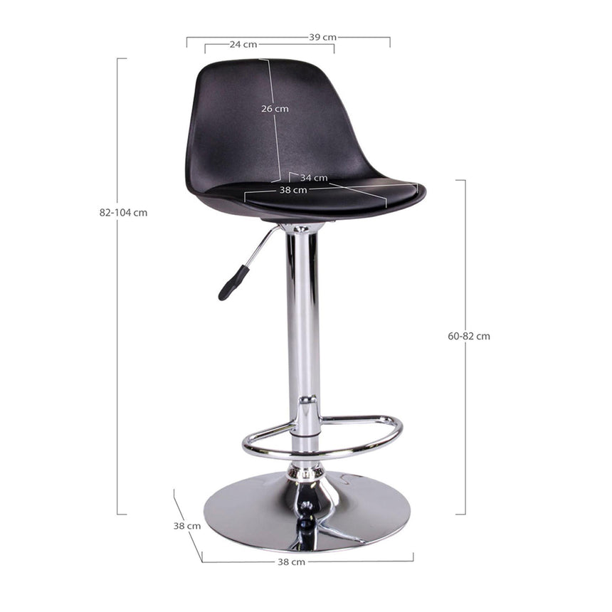 2 x Trondheim Black Faux Leather Adjustable Barstool-7