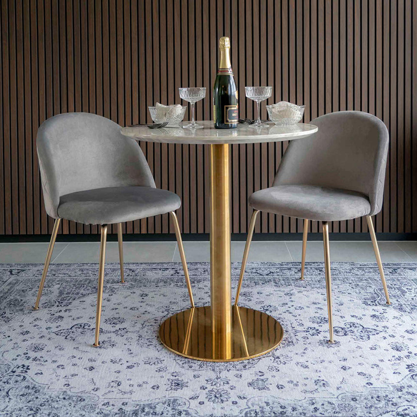 Bolzano White Marble Effect Round Large Bar Table with Gold Base-6