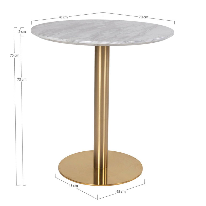 Bolzano White Marble Effect Round Large Bar Table with Gold Base-7