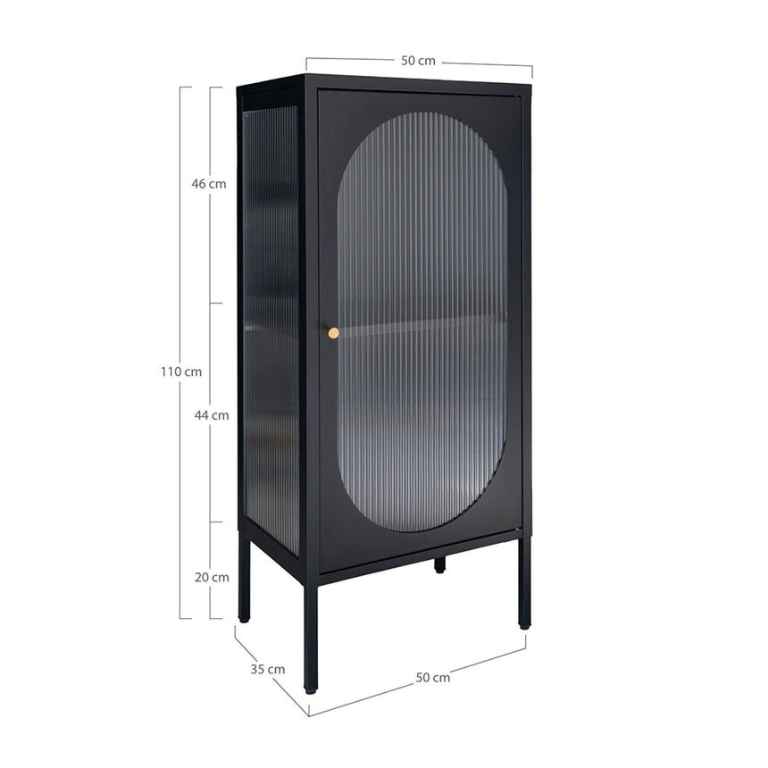 Adelaide Black Metal 1 Door Narrow Cabinet-8