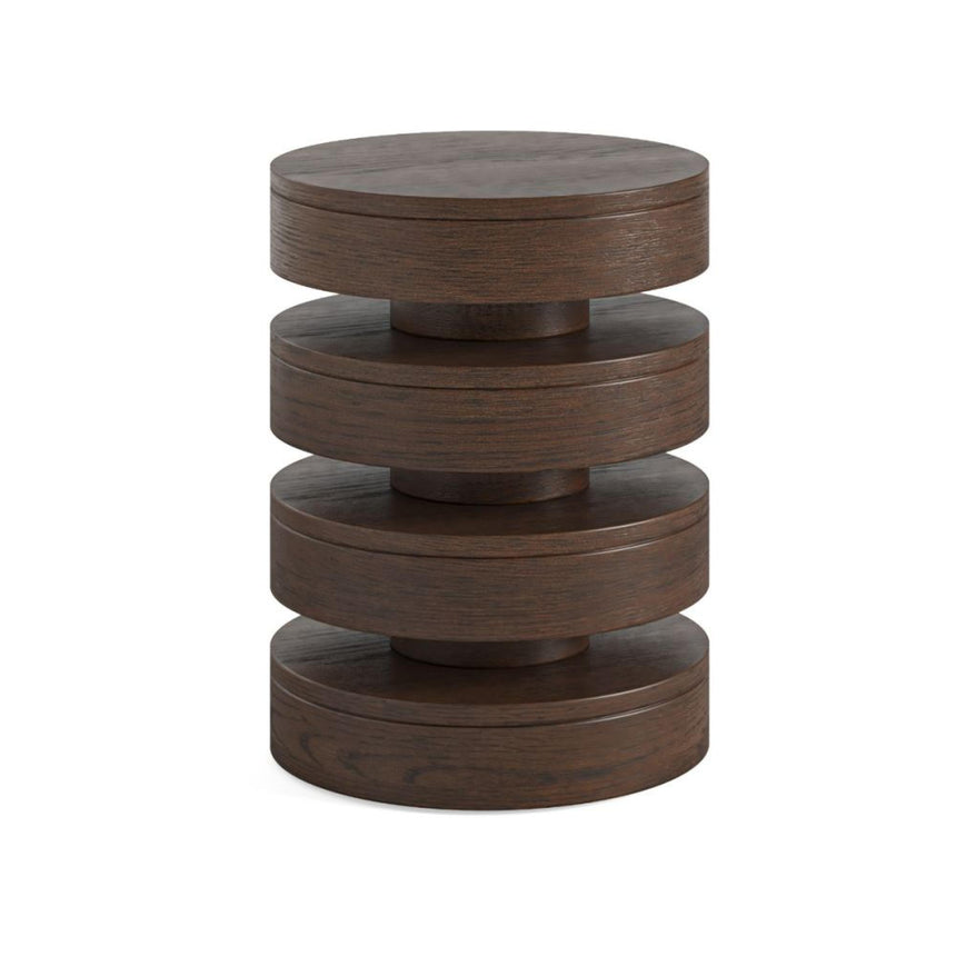 California Dark Oak Bobbin Round Side Table-2