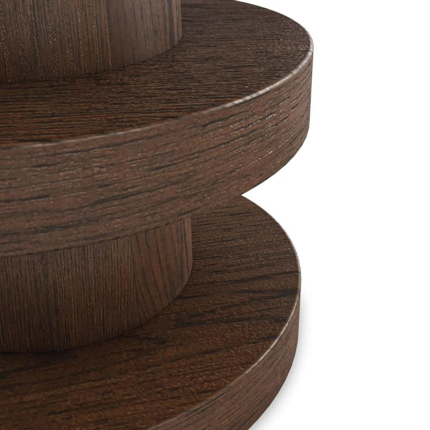 California Dark Oak Bobbin Round Side Table-4