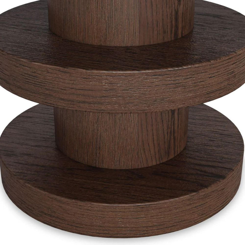 California Dark Oak Bobbin Round Side Table-5