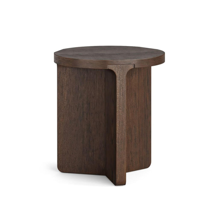 California Dark Oak Round Side Table-2