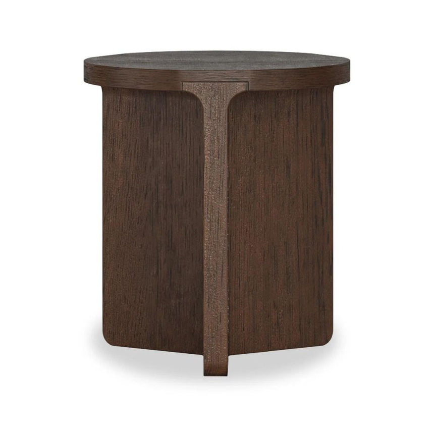 California Dark Oak Round Side Table-3