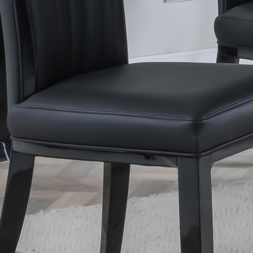 Cadiz Black Leather Large High Back Dining Chair with Black Legs-3