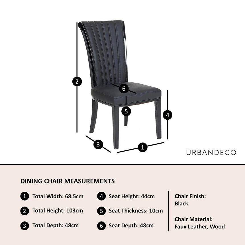 Cadiz Black Leather Large High Back Dining Chair with Black Legs-7