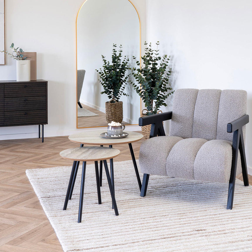 Aalst Beige Travertine Effect Round Side Table-7