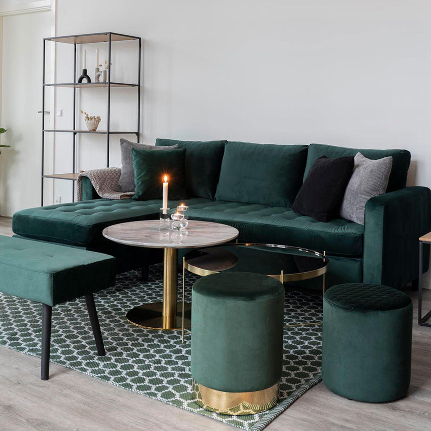 Bolzano White Marble Effect Round Coffee Table with Gold Base-6