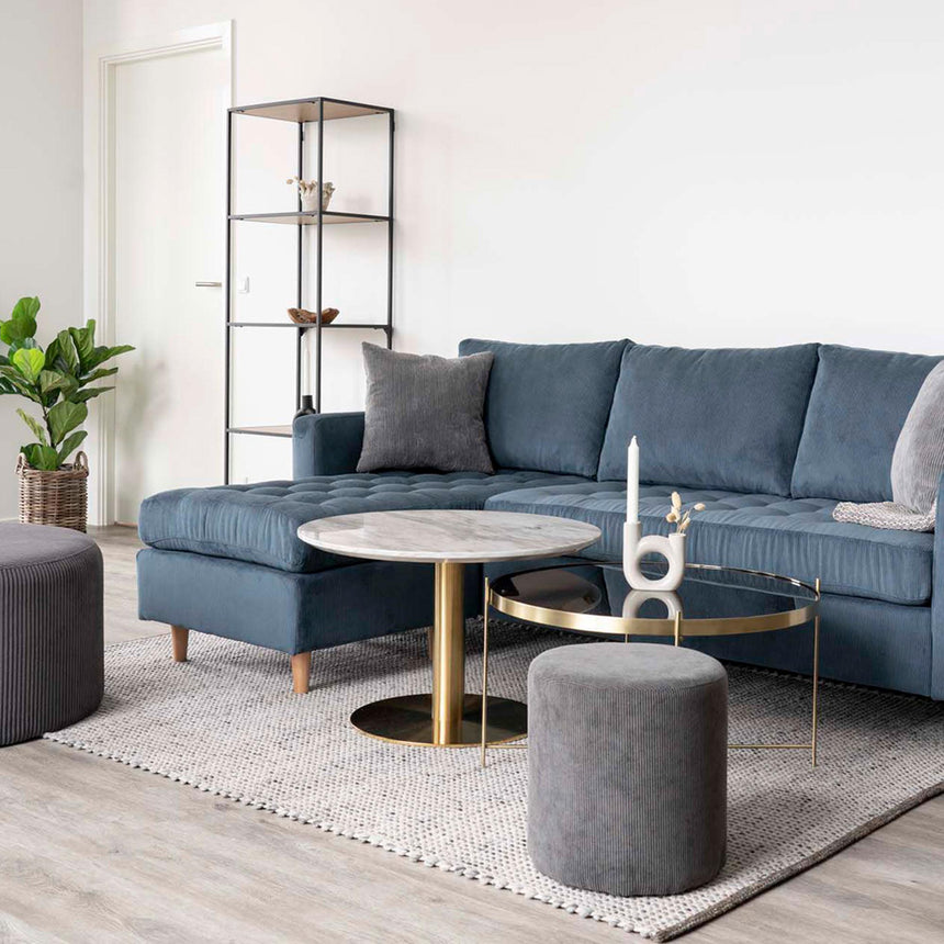 Bolzano White Marble Effect Round Coffee Table with Gold Base-7