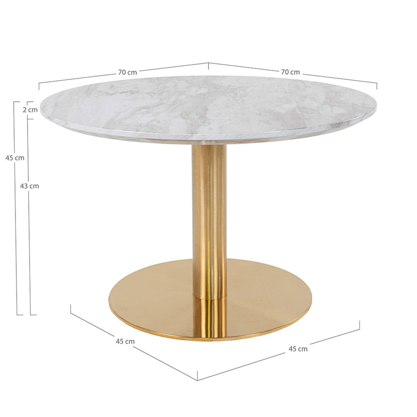 Bolzano White Marble Effect Round Coffee Table with Gold Base-8