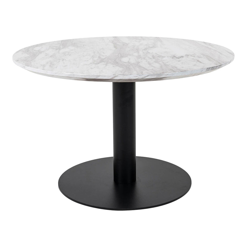 Bolzano White Marble Effect Round Coffee Table with Black Base-2
