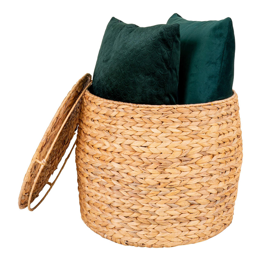 Delia Natural Waterhyacinth Storage Round Side Table-2