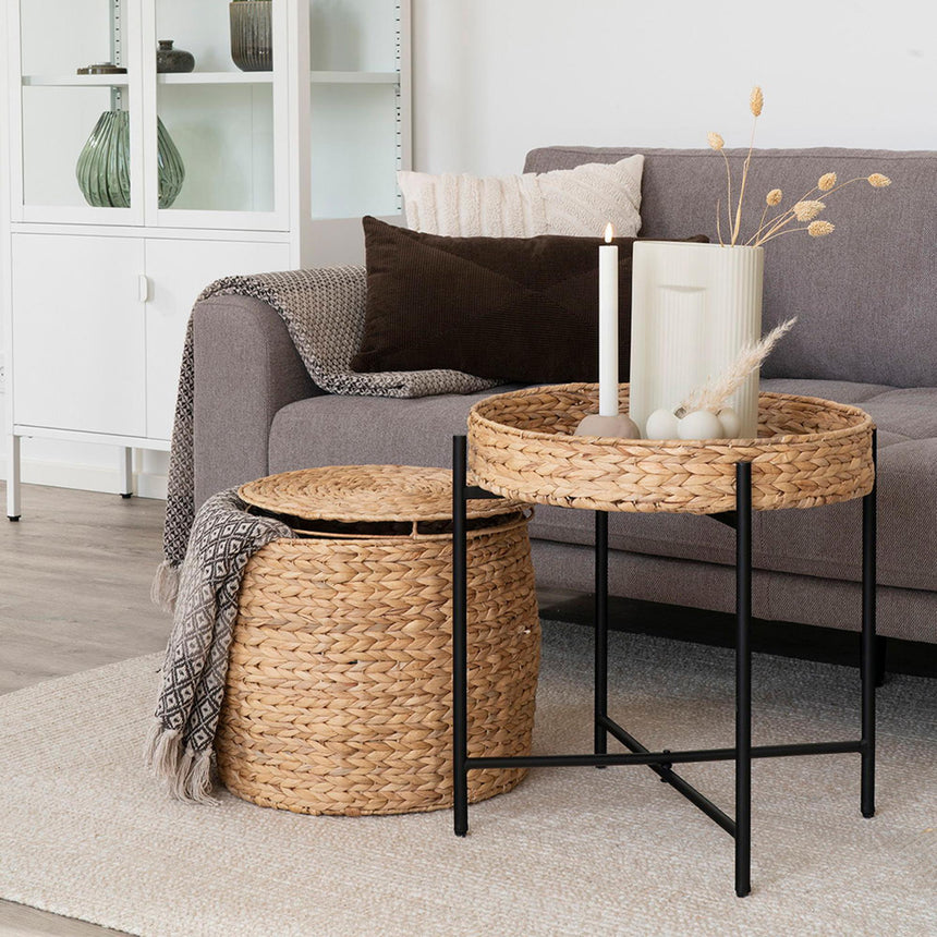Delia Natural Waterhyacinth Storage Round Side Table-3