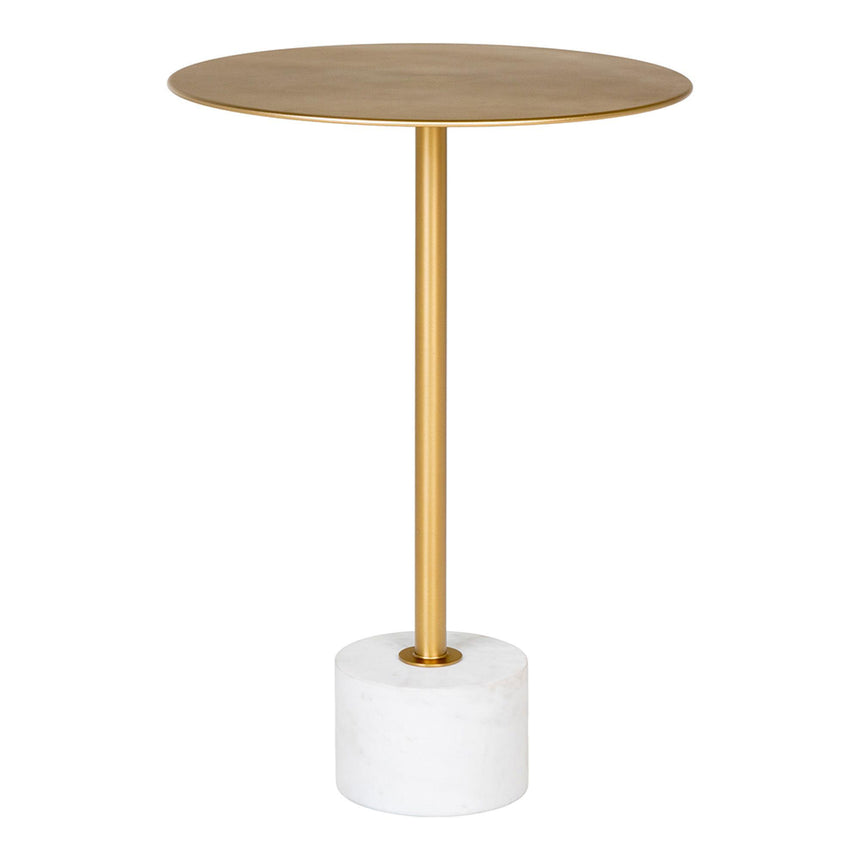 Lecco Gold Metal Round Side Table with Marble Base-2