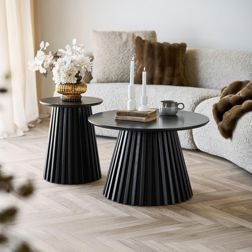 Osaka Black Round Side Table with Slatted Base-4