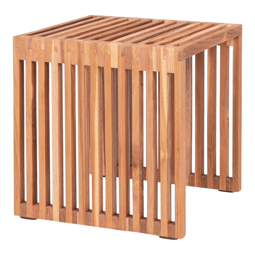 Pego Teak Wood Slatted Square Side Table-3