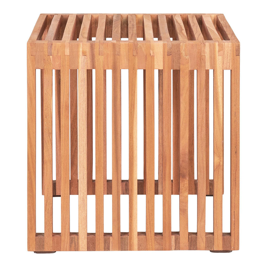 Pego Teak Wood Slatted Square Side Table-4
