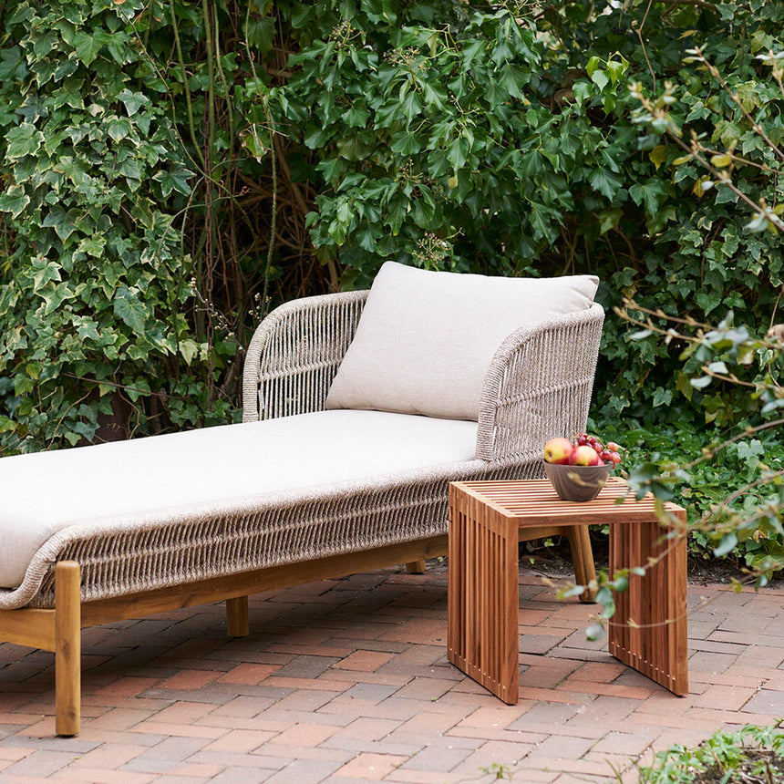 Pego Teak Wood Slatted Square Side Table-5