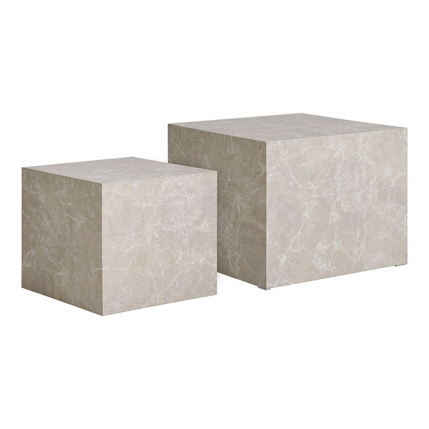 Prague Beige Marble Effect Coffee Table (Set of 2)-2