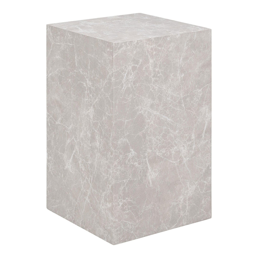 Prague Beige Marble Effect Tall Side Table-2