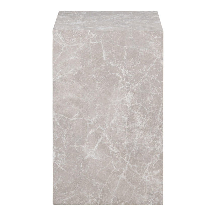 Prague Beige Marble Effect Tall Side Table-3
