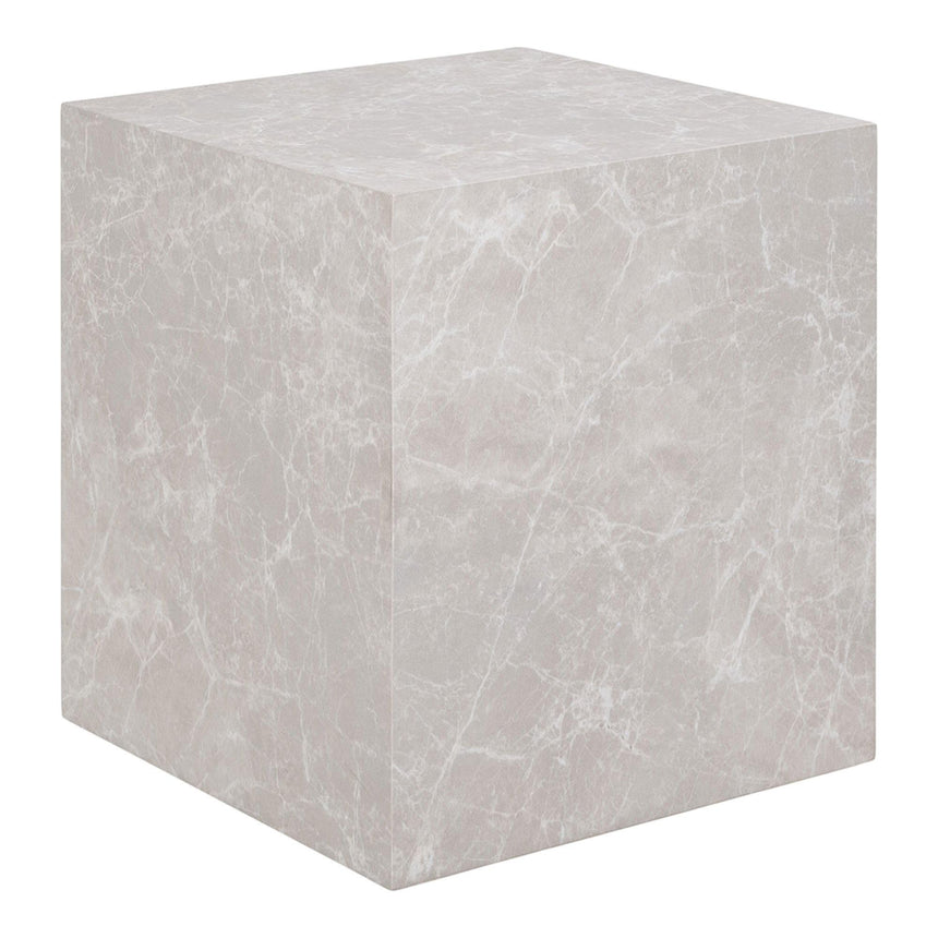 Prague Beige Marble Effect Square Side Table-2