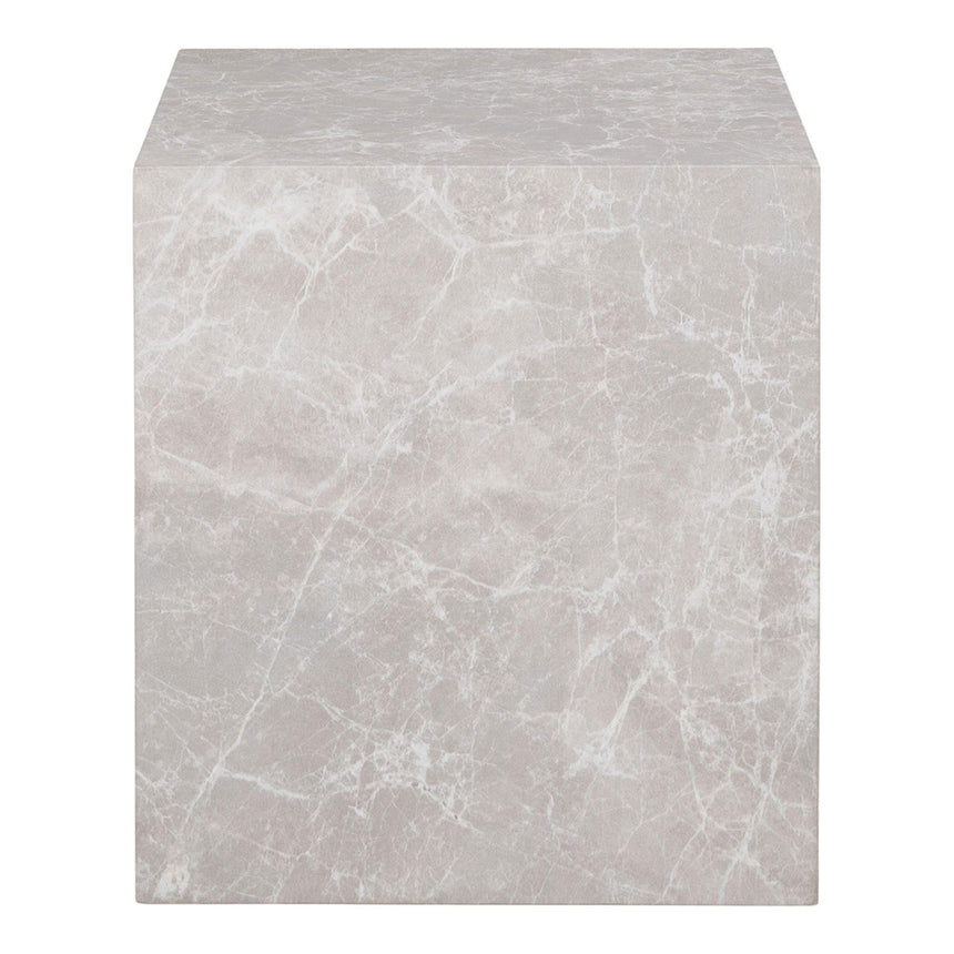 Prague Beige Marble Effect Square Side Table-3