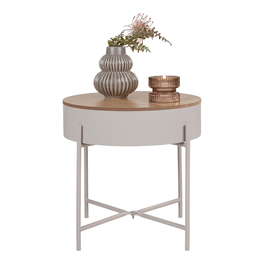 Sisco Beige Round Side Table-2