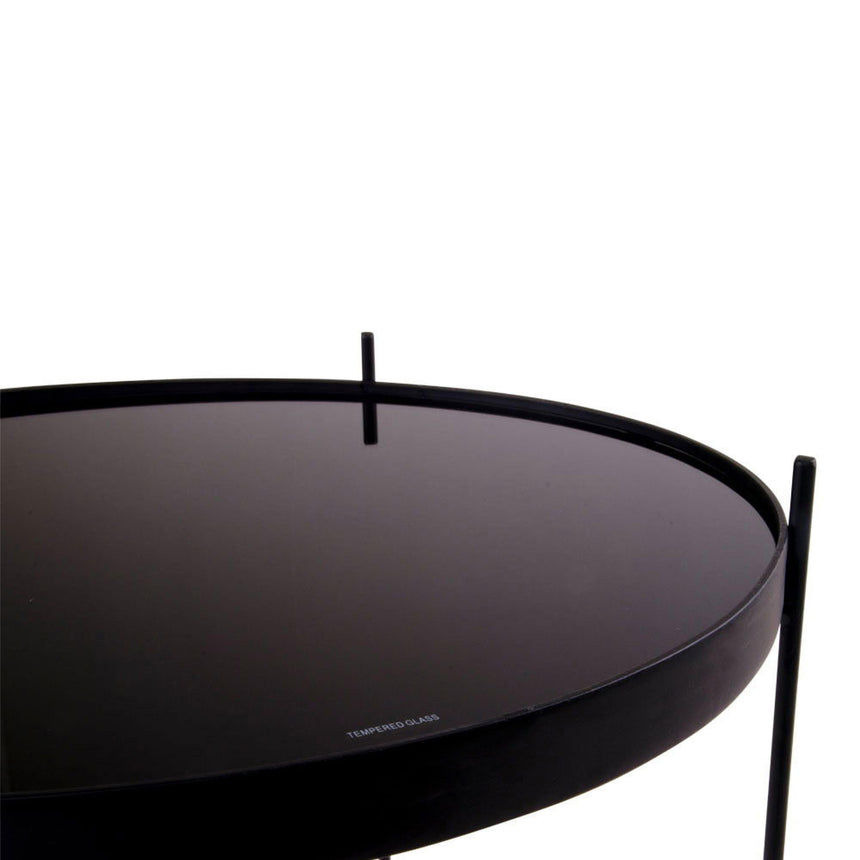 Venezia Black Glass and Metal Round Coffee Table-4