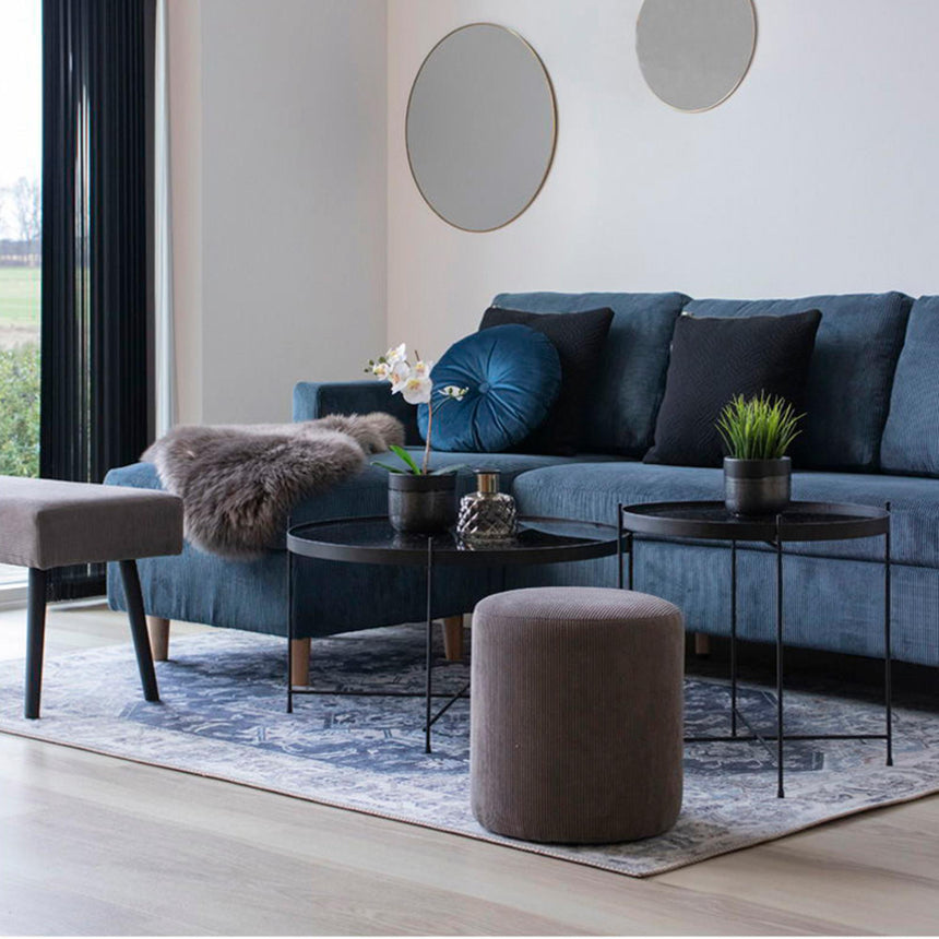 Venezia Black Glass and Metal Round Coffee Table-6