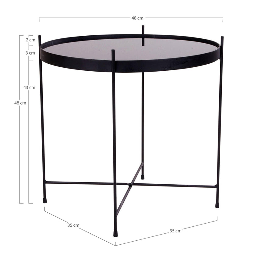 Venezia Black Glass and Metal Round Coffee Table-7
