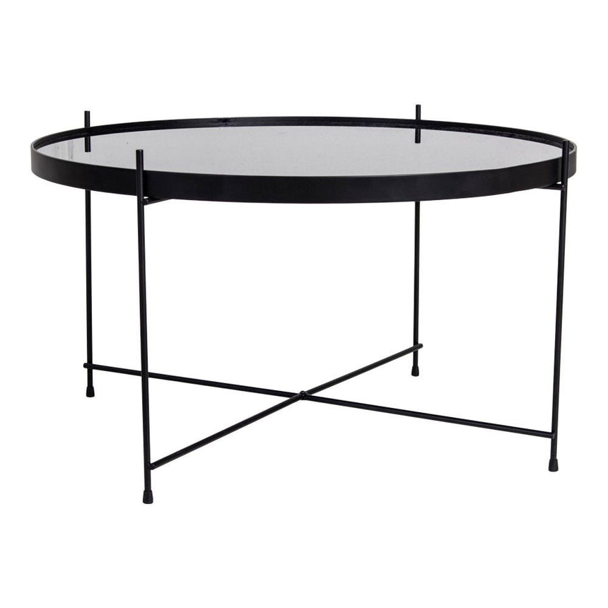 Venezia Black Glass and Metal Round Large Coffee Table-2