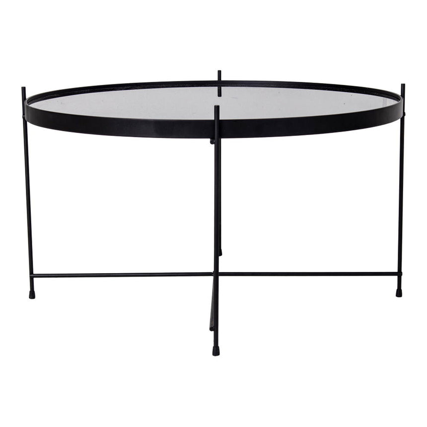 Venezia Black Glass and Metal Round Large Coffee Table-3