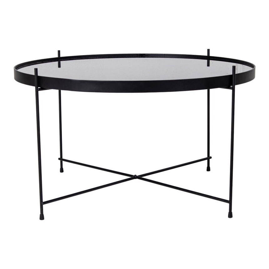 Venezia Black Glass and Metal Round Large Coffee Table-4