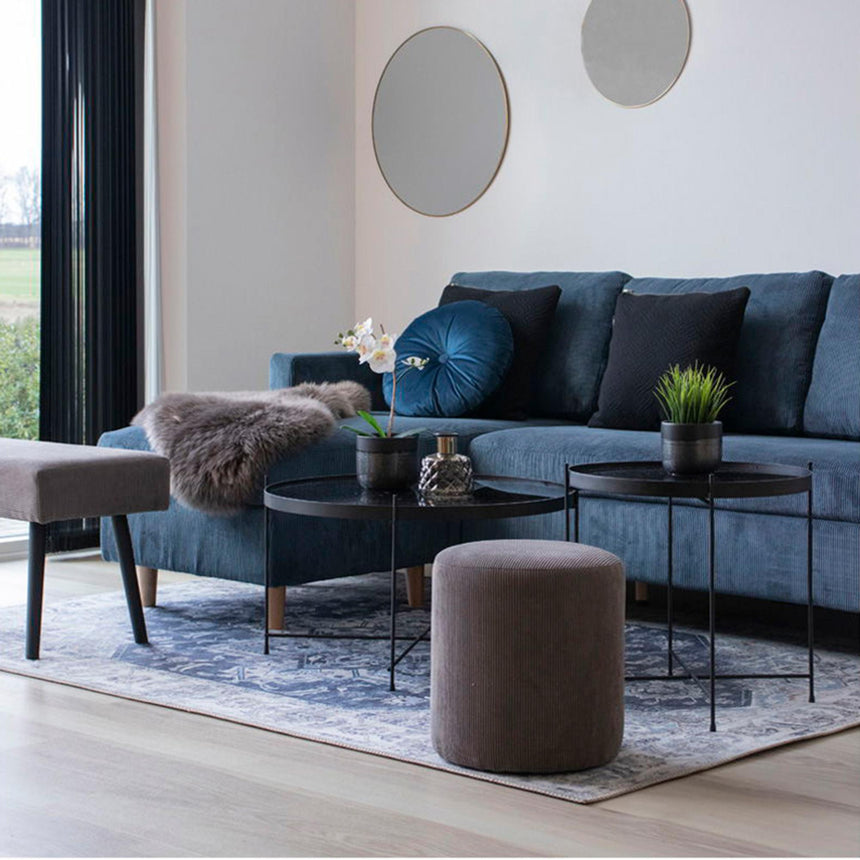 Venezia Black Glass and Metal Round Large Coffee Table-6