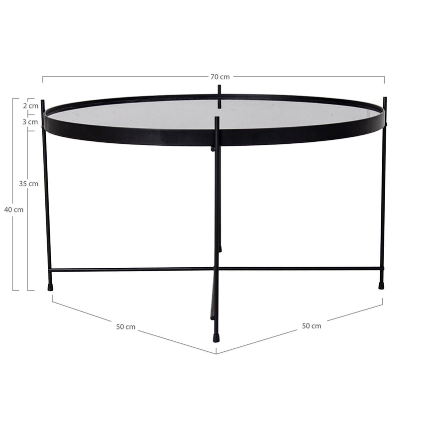 Venezia Black Glass and Metal Round Large Coffee Table-7