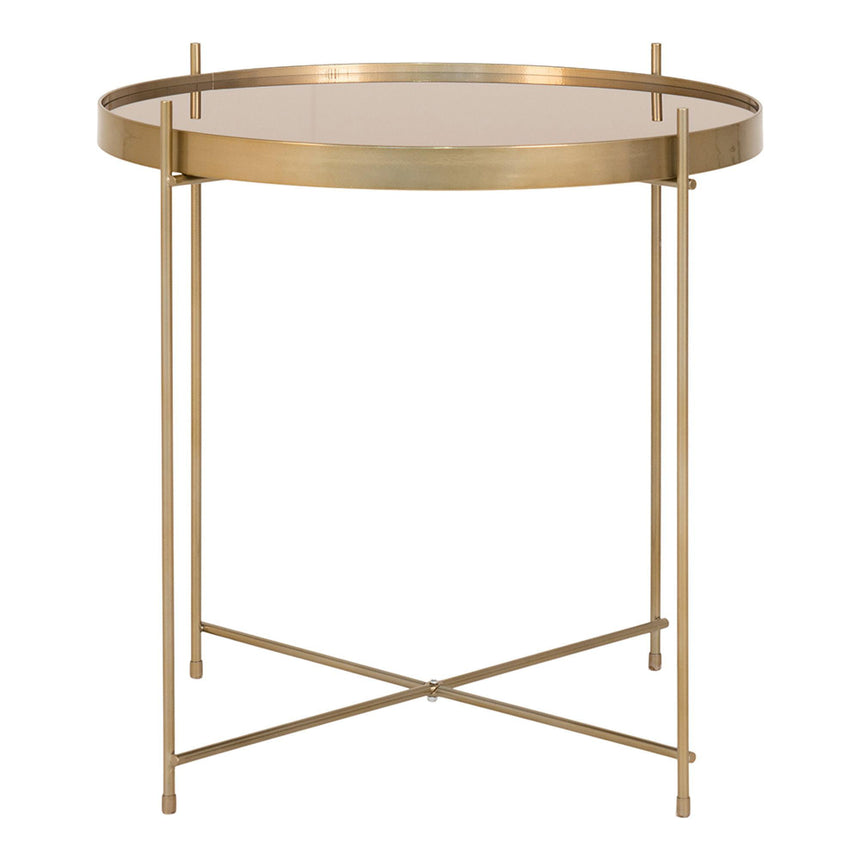 Venezia Brass Glass and Metal Round Coffee Table-2