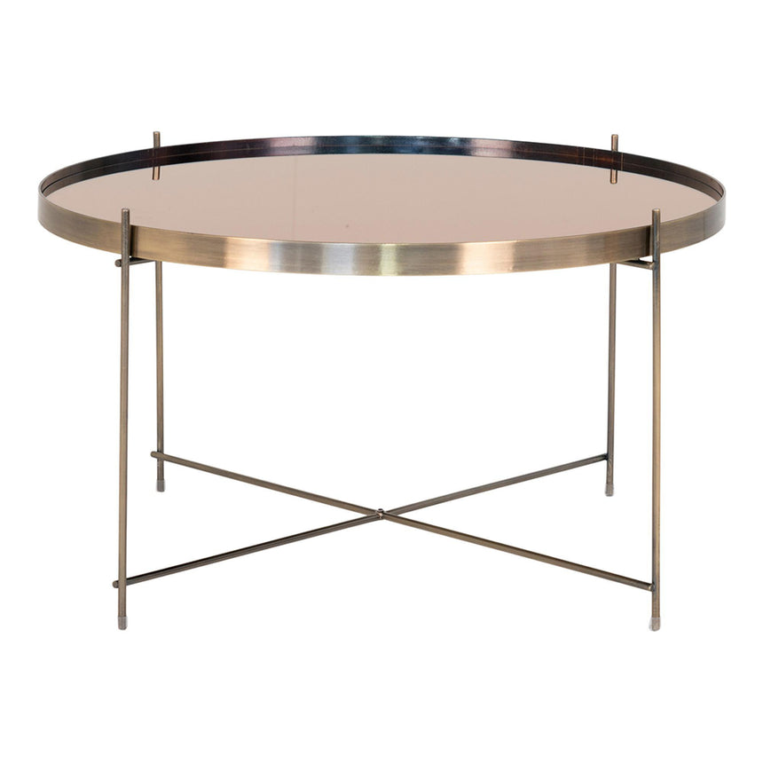 Venezia Brass Glass and Metal Round Large Coffee Table-2