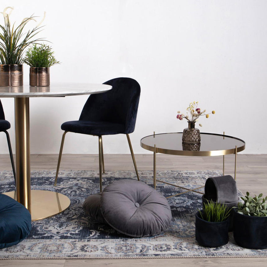 Venezia Brass Glass and Metal Round Large Coffee Table-4