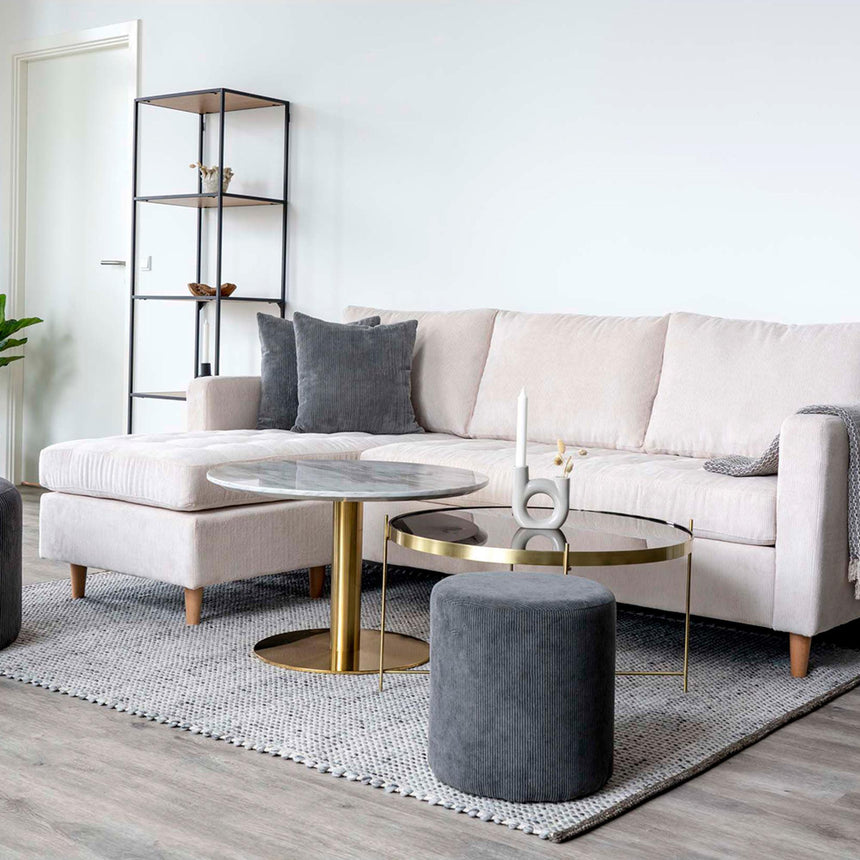 Venezia Brass Glass and Metal Round Large Coffee Table-5