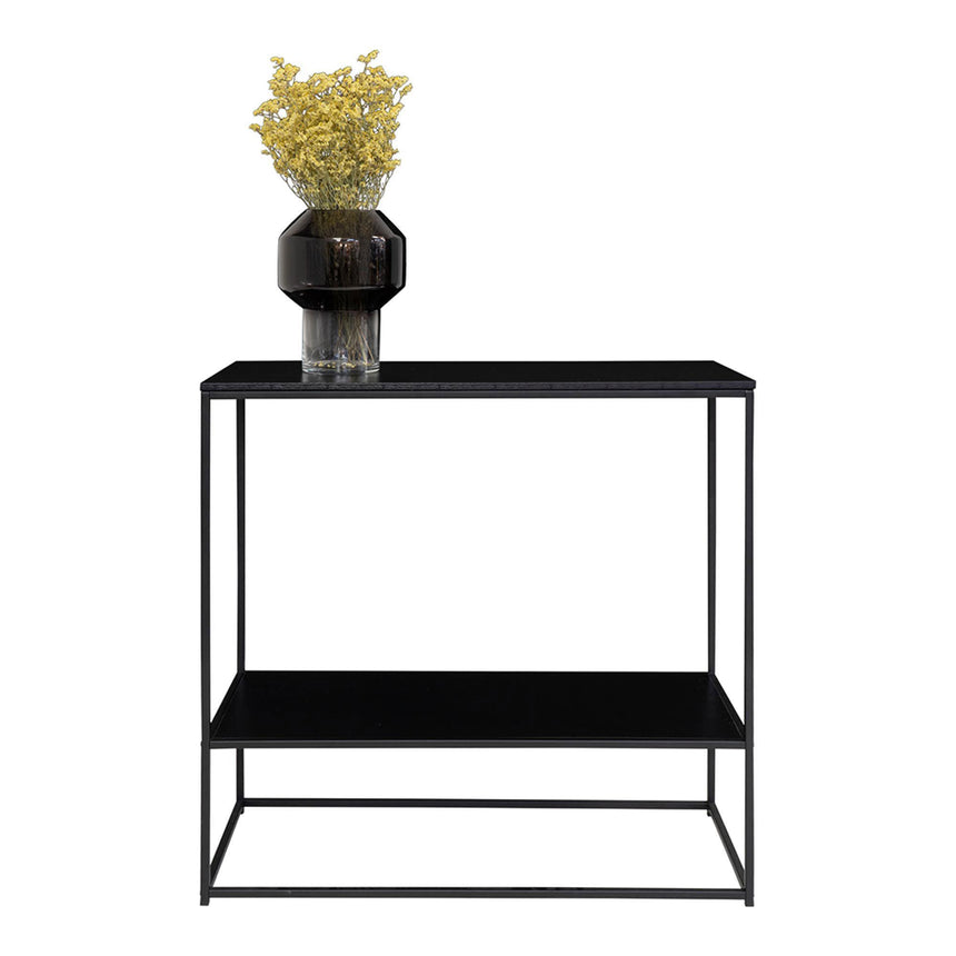Vita Black Metal Console Table with Shelf-2