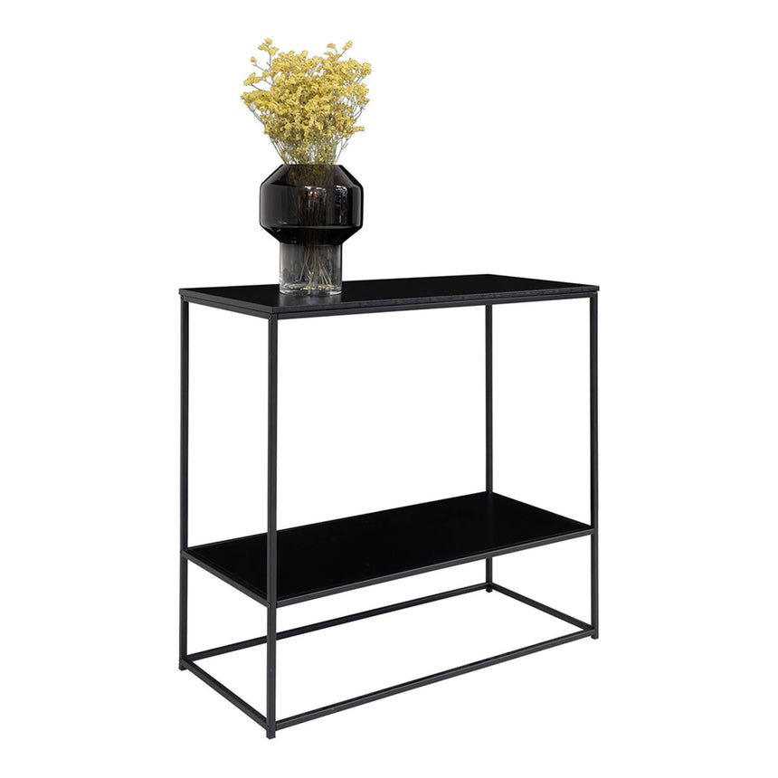 Vita Black Metal Console Table with Shelf-3