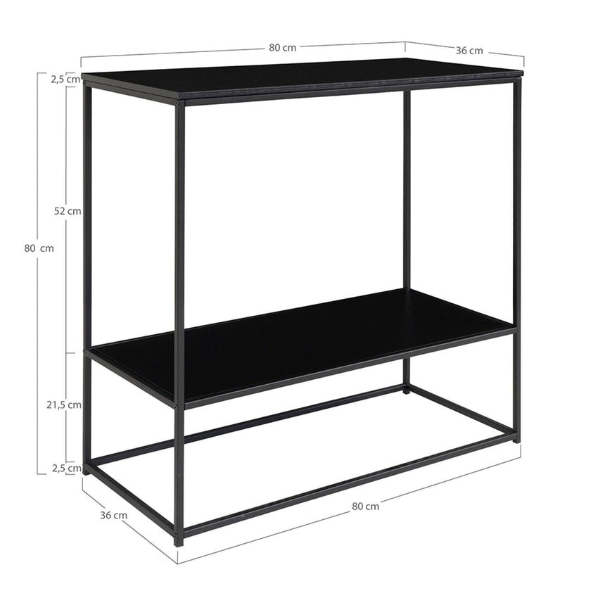 Vita Black Metal Console Table with Shelf-7